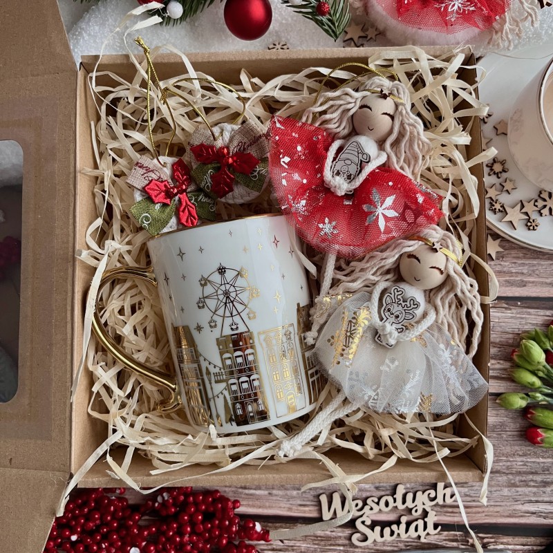 Świąteczny Zestaw Prezentowy - Kubek Aniołek - złoty